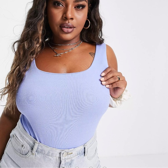 Glamorous Curve square neck ribbed bodysuit - Picture 2 of 4